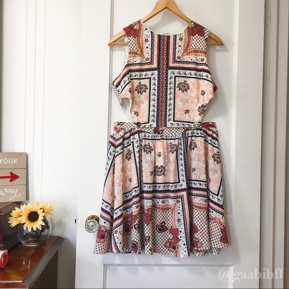 Topshop Scarf Print Pinafore Cut Out Sundress - Picture 3 of 8